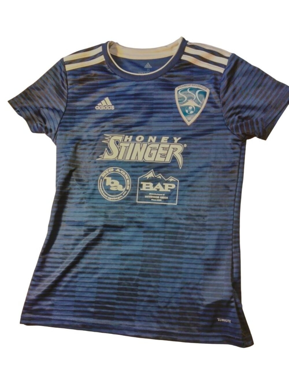 Steamboat Soccer Club T Shirt Colorado Tee Blue White Adidas BAP Youth Small